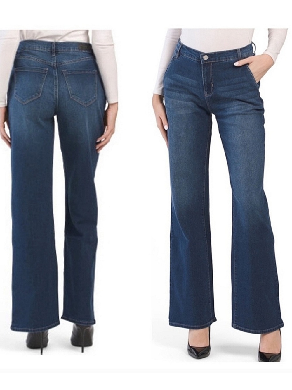 Nicole Miller Nomad Super High Rise Wide Leg Denim Jeans Size 14 dark wash